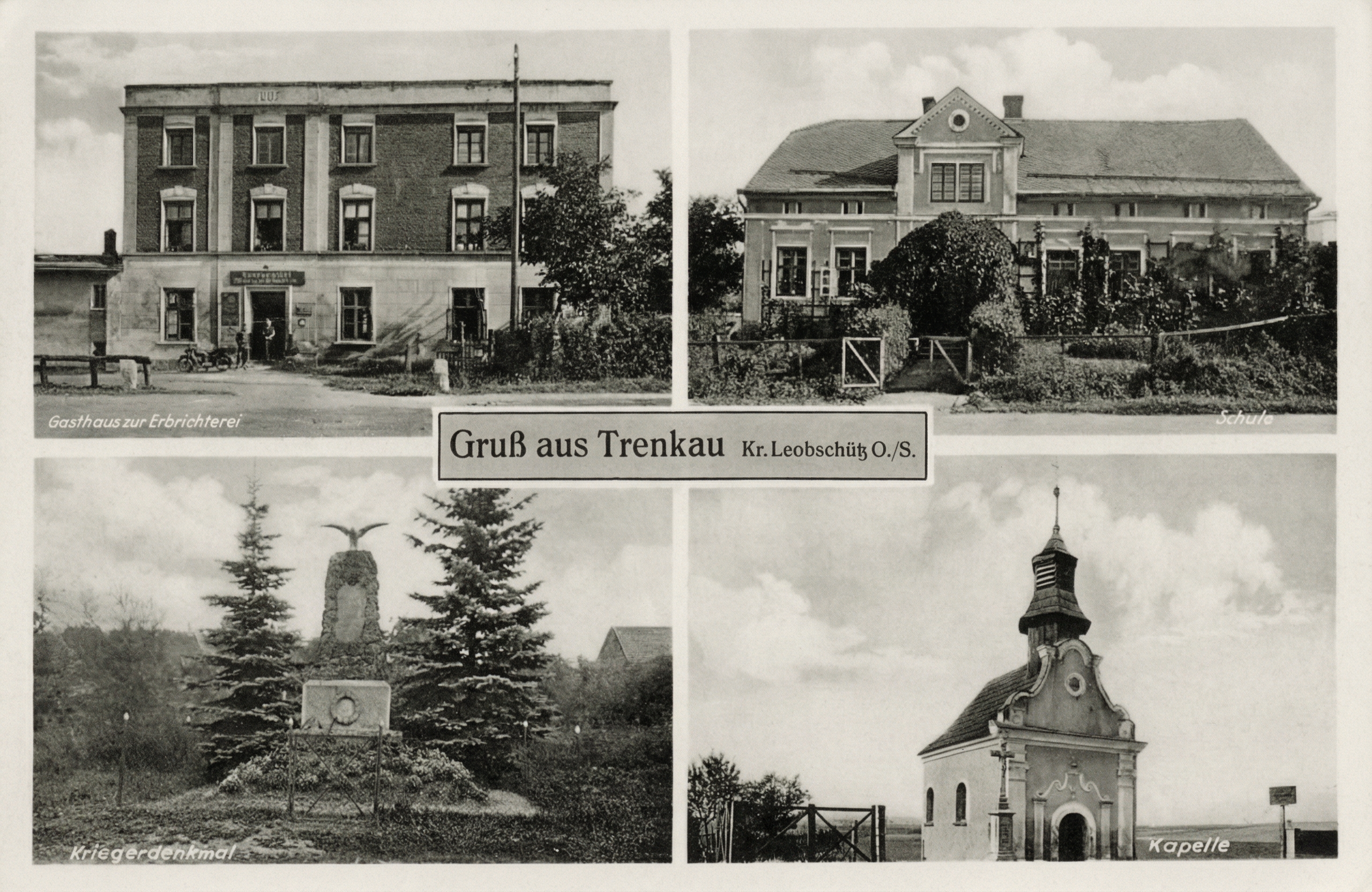 Pocztówka czteropolowa z Tarnkowej (Trenkau), lata 1940–1943